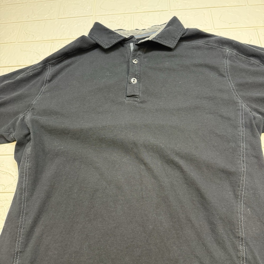 Kuhl Wayfarer Organic Wildfiber Cotton Polo Shirt Black Mens Large L